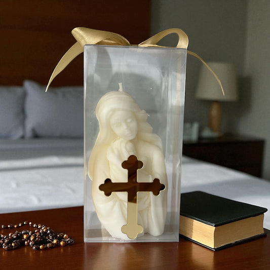 Vela decorativa de la Virgen María en caja de regalo